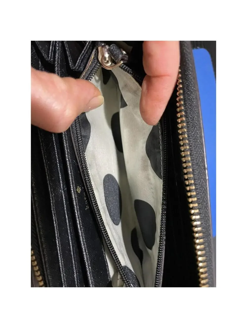 Kate Spade zip around black wallet large leather
